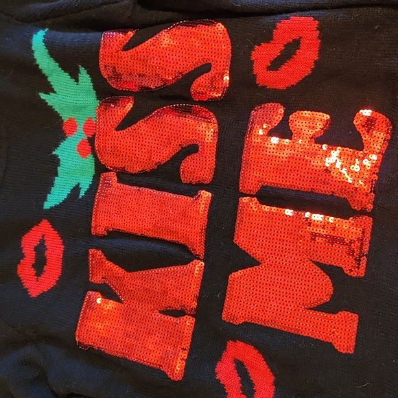 Kiss Me Sequin Mistletoe Christmas Sweater - Picture 5 of 6